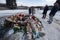 Day of mourning. The tragedy in Kemerovo. laying flowers