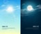 Day and night illustration. Sky background