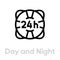 Day and night lifebuoy help icon. Editable line vector.
