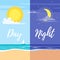 Day and night summer beach