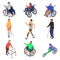 Day persons disabilities icon set, isometric style