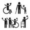 Day persons disabilities icon set, simple style