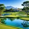 day at resort golf nice beautiful course Golf cart in golfers walking to the