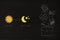 Day shift icon with sun and night one with moon next to office b
