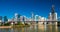Day time panorama of Brisbane city with Story Bridge and ferries