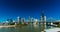 Day time panorama of Brisbane city with Story Bridge and ferries