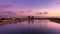 Day to night timelapse of Belgrade waterfront and Old railway bridge