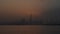 Day to night timelapse of Dubai skyscrapers during sunset. Time lapse of Dubai cityscape in warm golden hour light