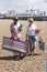 Day trippers on the beach in Southsea southern England