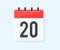 The day twentieth of the month with date 20, twentieth day logo design. Calendar icon flat day 20. Reminder symbol.