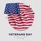 Day veterans poster, realistic flag of america with folds and text on a gray background and. 3d illustration