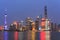 Day view of the Bund, the most scenic spot in Shanghai with the most famous Chinese skyscrapers