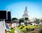 Day view of Butterfly Park and The Buddhist Stupa in Benalmadena town. Andalusia, southern Spain