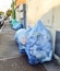 Day withdrawal of the bags with plastic. Separate collection for recycling in Italy