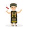 Dayak Boy Holding Indonesian Flag Cartoon Vector