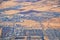 Daybreak Lake and Community and Oquirrh Mountains aerial, Copper Mine, Wasatch Front Rocky Mountains from airplane during fall. So