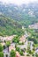 Daylight foggy view to Eze, Cote d`Azur village with medieval ho