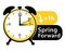 Daylight saving time. Spring forward alarm clock icon.
