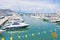 Daylight sunny view to parked yachts in port of Beaulieu-sur-Mer in France