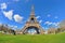 Daylight view of the Eiffel Tower (La Tour Eiffel), is an iron lattice tower located on the Champ de Mars