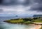 Daymer bay beach landscape in Cornwall UK