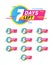 Days to go badges. Product promotion, big deal banner. Limited offer with timer, countdown sale label with day left