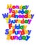 Days of the week in letter magnets