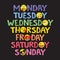 Days of the week text with Emoji faces