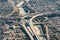 Daytime Aerial view of the 110 and the 105 interchanges in Los Angeles, California