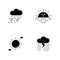 Daytime and nighttime forecast black glyph icons set on white space