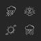 Daytime and nighttime forecast chalk white icons set on black background