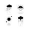 Daytime and nighttime forecast drop shadow black glyph icons set