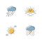 Daytime and nighttime forecast RGB color icons set