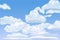 Daytime sky with layered cumulus clouds, illustration