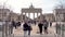 Daytime timelapse, people, tourists visiting The Brandenburg Gate, Pariser Platz, Berlin, Germany