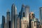 Daytime view to the Iconic panorama of Dubai Marina, UAE. Modern hotels, luxury apartments, business centers