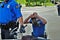 Dayton, Ohio United States 05/30/2020 police officers putting on gas masks preparing to deploy OC pepper spray and tear gas at a