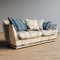 Daz3d Style Weathered Sofa With Blue And White Stripes