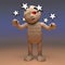 Dazed and confused Egyptian mummy monster is dizzy with stars in his eyes, 3d illustration