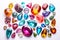 Dazzling Array of Colored Gems on White Background