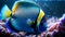 Dazzling Blue Angel Fish in the Vivid Reef\\\'s Underwater Wonderland. Generative AI