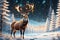 Dazzling Deer Delight: Festive Reindeer Enveloped in Twinkling Lights, Antlers Illuminate with Pulsating Glow, Set Against a