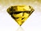 Dazzling diamond yellow on yellow shining bokeh background. concept for chossing best diamond gem design