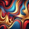 Dazzling Gold, Red, and Blue Fluid Waves - Abstract Art for Creative Inspiration, Cute Colorful.