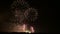 Dazzling large-scale fireworks with bright lights above the horizon. Live camera