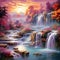 Dazzling Waterfall in Vibrant Art Style