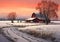 Dazzling Winter Wonderland: A Stunning Visual of a Red Barn in a