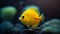 Dazzling Yellow Angel Fish in the Vivid Reef\\\'s Underwater Wonderland. Generative AI