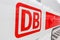 DB logo sign on an InterCity IC train at Karlsruhe main railway station in Germany