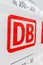 DB logo sign on an InterCity IC train at Karlsruhe main railway station portrait format in Germany
